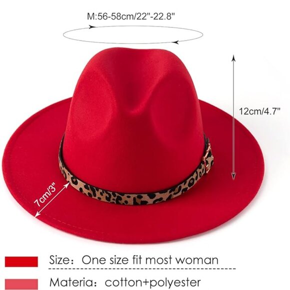 Burgundy Fedora Hat with Animal Print base